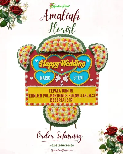 Karangan Papan Bunga Pernikahan di Sukawali
